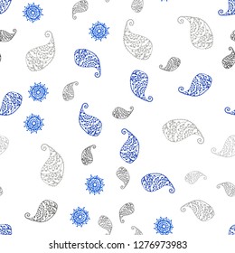 Light Gray vector seamless natural pattern with leaves and flowers. Modern abstract illustration with leaves and flowers. Texture for window blinds, curtains.