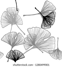 Light Gray vector seamless natural pattern with leaves. leaves on elegant natural pattern with gradient. Template for business cards, websites.