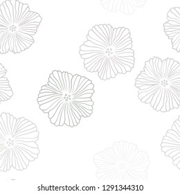 Light Gray vector seamless natural background with flowers. Abstract illustration with flowers in doodles style. Texture for window blinds, curtains.