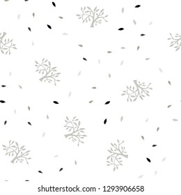 Light Gray vector seamless natural artwork with leaves, branches. Colorful illustration in doodle style with leaves, branches. Pattern for design of fabric, wallpapers.
