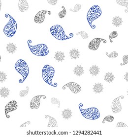 Light Gray vector seamless natural artwork with leaves and flowers. Colorful abstract illustration with leaves in doodle style. Pattern for trendy fabric, wallpapers.