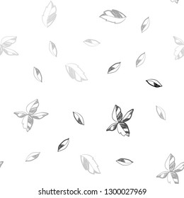 Light Gray vector seamless natural pattern with leaves. Decorative illustration with doodles on abstract template. Pattern for design of window blinds, curtains.