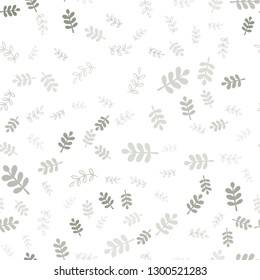 Light Gray vector seamless natural artwork with leaves, branches. Sketchy doodles on white background. Pattern for design of fabric, wallpapers.