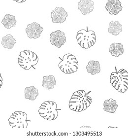 Light Gray vector seamless natural artwork with flowers, leaves. Colorful abstract illustration with leaves in doodle style. Design for textile, fabric, wallpapers.