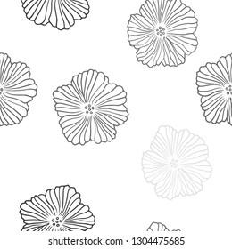 Light Gray vector seamless natural artwork with flowers. Modern abstract illustration with flowers. Pattern for design of fabric, wallpapers.