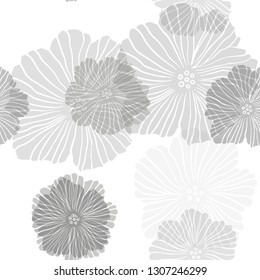 Light Gray vector seamless natural backdrop with flowers. An elegant bright illustration with flowers. Template for business cards, websites.