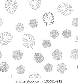 Light Gray vector seamless natural pattern with flowers, leaves. Colorful illustration in doodle style with leaves, flowers. Design for wallpaper, fabric makers.