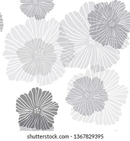 Light Gray vector seamless natural backdrop with flowers. Flowers in natural style on white background. Template for business cards, websites.