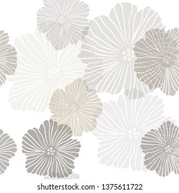Light Gray vector seamless natural background with flowers. Glitter abstract illustration with flowers. Design for textile, fabric, wallpapers.
