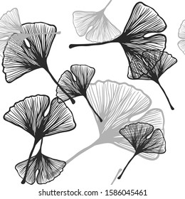 Light Gray vector seamless natural background with leaves. Glitter abstract illustration with doodles and leaves. Pattern for design of fabric, wallpapers.