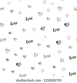 Light Gray vector seamless pattern with phrase LOVE YOU, hearts. Illustration with phrase LOVE YOU, hearts for valentine's day. Design for wallpaper, fabric makers.