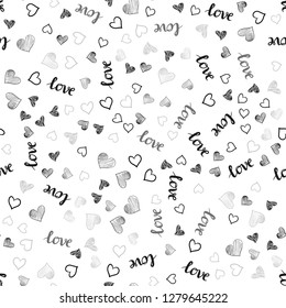 Light Gray vector seamless pattern with phrase LOVE YOU, hearts. Colorful illustration with quote LOVE YOU, hearts. Design for wallpaper, fabric makers.