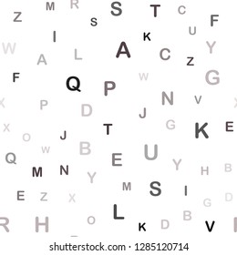 Light Gray vector seamless pattern with ABC symbols. Modern geometrical illustration with ABC english symbols. Design for textile, fabric, wallpapers.