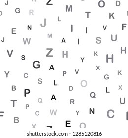 Light Gray vector seamless pattern with ABC symbols. Modern geometrical illustration with ABC english symbols. Template for business cards, websites.