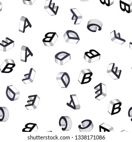 Light Gray vector seamless pattern with 3D ABC symbols. Modern geometrical illustration with 3D ABC english symbols. Texture for window blinds, curtains.