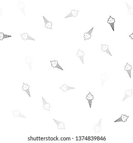 Light Gray vector seamless pattern with cold ice-cream. Decorative illustration with ice-cream on abstract template. Pattern for menu of cafes and restaurants.