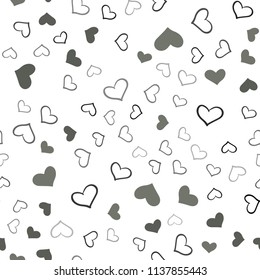 Light Gray vector seamless template with doodle hearts. Glitter abstract illustration with colorful hearts in romantic style. Pattern for marriage gifts, congratulations.
