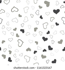 Light Gray vector seamless template with doodle hearts. Blurred decorative design in doodle style with hearts. Template for Valentine's greeting postcards.