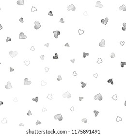 Light Gray vector seamless template with doodle hearts. Blurred decorative design in doodle style with hearts. Pattern can be used for valentine's ad, booklets.