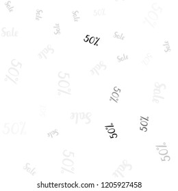 Light Gray vector seamless template with 50% selling. Gradient illustration with discount signs on white backdrop. Template for season sales, shopping ads.