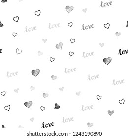 Light Gray vector seamless template with text LOVE YOU, hearts. Colorful gradient phrase LOVE YOU, hearts in abstract style. Pattern for design of fabric, wallpapers.