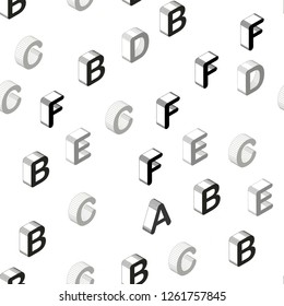 Light Gray vector seamless template with 3D isolated letters. Modern geometrical illustration with 3D ABC english symbols. Template for business cards, websites.