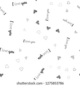 Light Gray vector seamless template with doodle hearts. Glitter abstract illustration with colorful hearts in romantic style. Template for Valentine's greeting postcards.