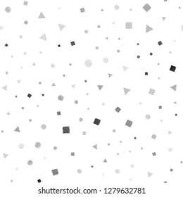 Light Gray vector seamless template with crystals, circles, squares. Abstract illustration with colorful dots, lines, cubes. Pattern for trendy fabric, wallpapers.