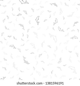 Light Gray vector seamless template with dolphins. Decorative design in natural style with sea dolphins. Natural design for wallpapers.
