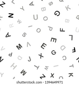 Light Gray vector seamless template with isolated letters. Modern geometrical illustration with ABC english symbols. Texture for window blinds, curtains.