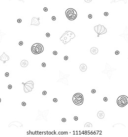Light Gray vector seamless texture with delicious snacks. Fast Food on blurred abstract background with colorful gradient. Pattern for menu of cafes, bars, restaurants.