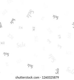 Light Gray vector seamless texture with selling prices 30, 50, 70 %. Colorful set of  percentage signs in simple style. Design for business ads, commercials.