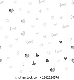 Light Gray vector seamless texture with words LOVE YOU, hearts. Colorful gradient phrase LOVE YOU, hearts in abstract style. Design for wallpaper, fabric makers.