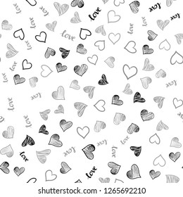 Light Gray vector seamless texture with words LOVE YOU, hearts. Colorful illustration with quote LOVE YOU, hearts. Design for wallpaper, fabric makers.