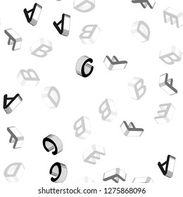 Light Gray vector seamless texture with 3D ABC characters. Modern geometrical illustration with 3D ABC english symbols. Pattern for design of fabric, wallpapers.