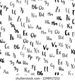 Light Gray vector seamless texture with ABC characters. Blurred design in simple style with signs of alphabet. Design for textile, fabric, wallpapers.