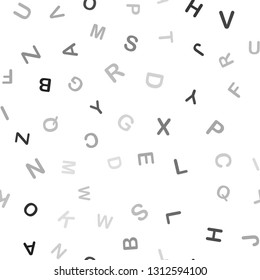 Light Gray vector seamless texture with ABC characters. Modern geometrical illustration with ABC english symbols. Pattern for trendy fabric, wallpapers.