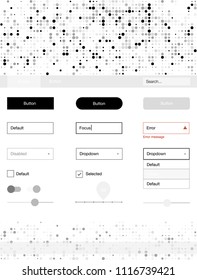 Light Gray vector style guide with circles. Beautiful ui ux kit with colorful dots in its header. Beautiful layout for websites, landing pages.
