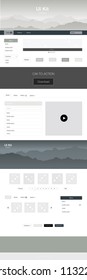 Light Gray vector style guide with mountains. Modern Style guide with colorful gradient mountains in its header. Modern template for your landing page.