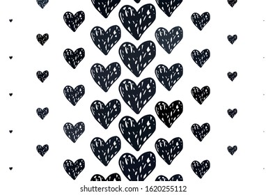Light Gray vector template with doodle hearts. Decorative design with hearts in simple style . Template for Valentine's greeting postcards.