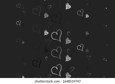 Light Gray vector template with doodle hearts. Beautiful celebration style hearts on abstract illustration. Pattern for valentine's ad, booklets.