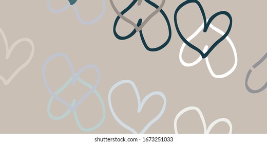 Light Gray vector template with doodle hearts. Blurred decorative design in doodle style with hearts. Pattern for marriage gifts, congratulations.