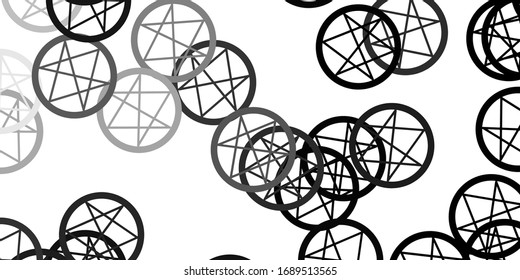 Light Gray vector template with esoteric signs. Colorful vintage illustration with gradient alchemy shapes. Best design halloween events.