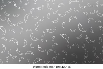 Light Gray vector template with organic peppers. Illustration with set of fresh peppers in doodle style. Pattern for ads of breakfast, lunch, dinner.