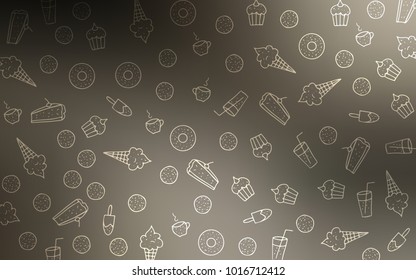 Light Gray vector template with sweet snacks. Beautiful colored illustration with candies in doodle style. Pattern for ads of breakfast, lunch, dinner.