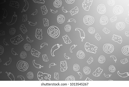 Light Gray vector texture with delicious snacks. Fast Food on blurred abstract background with colorful gradient. Design for ad, poster, banner of cafes or restaurants.
