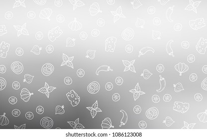 Light Gray vector texture with delicious snacks. Beautiful colored illustration with food in doodle style. Template for meal cooking in kitchen.