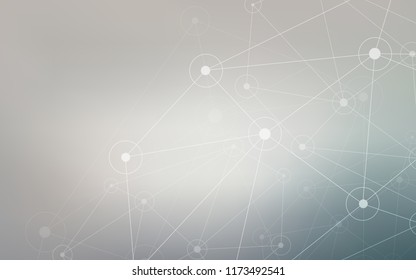 Light Gray vector texture with disks, lines. Design with connection of dots and lines on colorful background. Pattern can be used as texture of wallpapers.