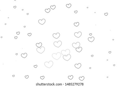 Light Gray vector texture with lovely hearts. Glitter abstract illustration with colorful hearts in romantic style. Template for Valentine's greeting postcards.