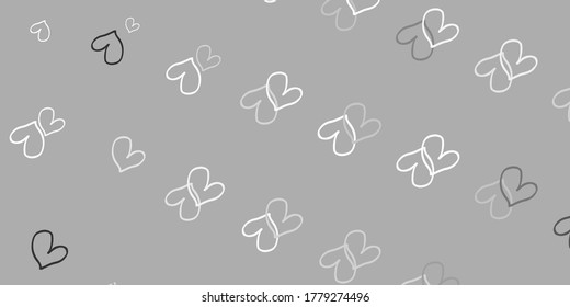 Light Gray vector texture with lovely hearts. Decorative shining illustration with hearts on abstract template. Design for your business advert of anniversary.